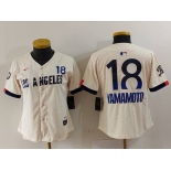 Youth Los Angeles Dodgers #18 Yoshinobu Yamamoto Cream 2024 City Connect Limited Jersey