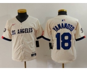 Youth Los Angeles Dodgers #18 Yoshinobu Yamamoto Cream 2024 City Connect Limited Stitched Jersey