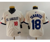 Youth Los Angeles Dodgers #18 Yoshinobu Yamamoto Number Cream 2024 City Connect Limited Stitched Jersey