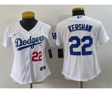 Youth Los Angeles Dodgers #22 Clayton Kershaw Number White Stitched MLB Cool Base Nike Jersey