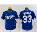 Youth Los Angeles Dodgers #33 James Outman Blue Cool Base Stitched Jersey