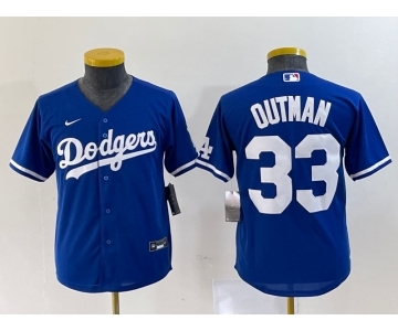 Youth Los Angeles Dodgers #33 James Outman Blue Cool Base Stitched Jersey