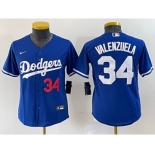 Youth Los Angeles Dodgers #34 Fernando Valenzuela Number Blue Stitched Cool Base Nike Jersey