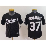 Youth Los Angeles Dodgers #37 Teoscar Hernandez Black Cool Base Stitched Jersey