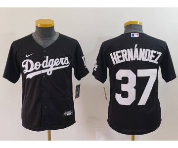 Youth Los Angeles Dodgers #37 Teoscar Hernandez Black Cool Base Stitched Jersey