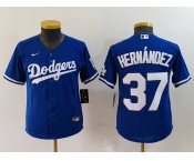 Youth Los Angeles Dodgers #37 Teoscar Hernandez Blue Cool Base Stitched Jersey