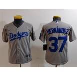 Youth Los Angeles Dodgers #37 Teoscar Hernandez Grey Cool Base Stitched Jersey