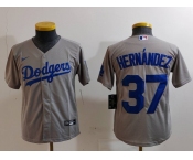 Youth Los Angeles Dodgers #37 Teoscar Hernandez Grey Cool Base Stitched Jersey