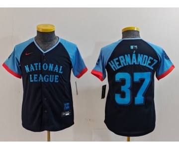 Youth Los Angeles Dodgers #37 Teoscar Hernandez Navy 2024 All Star Limited Stitched Jersey