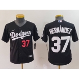 Youth Los Angeles Dodgers #37 Teoscar Hernandez Number Black Cool Base Stitched Jersey