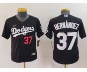 Youth Los Angeles Dodgers #37 Teoscar Hernandez Number Black Cool Base Stitched Jersey