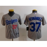 Youth Los Angeles Dodgers #37 Teoscar Hernandez Number Grey Cool Base Stitched Jersey