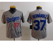 Youth Los Angeles Dodgers #37 Teoscar Hernandez Number Grey Cool Base Stitched Jersey