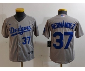 Youth Los Angeles Dodgers #37 Teoscar Hernandez Number Grey Cool Base Stitched Jerseys