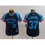 Youth Los Angeles Dodgers #37 Teoscar Hernandez Number Navy 2024 All Star Limited Stitched Jersey