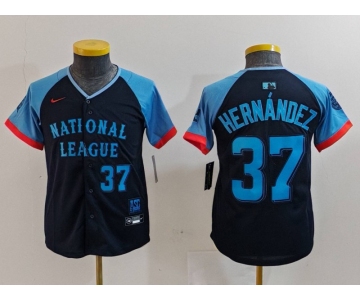 Youth Los Angeles Dodgers #37 Teoscar Hernandez Number Navy 2024 All Star Limited Stitched Jersey