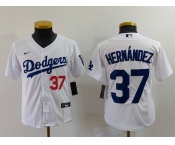 Youth Los Angeles Dodgers #37 Teoscar Hernandez Number White Cool Base Stitched Jersey