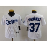 Youth Los Angeles Dodgers #37 Teoscar Hernandez White Cool Base Stitched Jersey