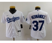 Youth Los Angeles Dodgers #37 Teoscar Hernandez White Cool Base Stitched Jersey