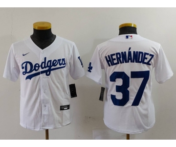 Youth Los Angeles Dodgers #37 Teoscar Hernandez White Cool Base Stitched Jersey