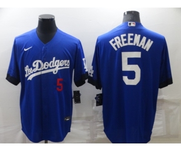 Youth Los Angeles Dodgers #5 Freddie Freeman Royal City Connect Flex Base Stitched Jersey