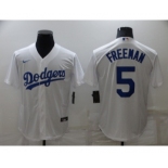 Youth Los Angeles Dodgers #5 Freddie Freeman White Cool Base Stitched Baseball Jersey