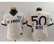 Youth Los Angeles Dodgers #50 Mookie Betts Cream 2024 City Connect Limited Jersey