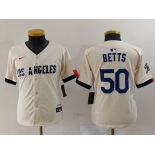 Youth Los Angeles Dodgers #50 Mookie Betts Cream 2024 City Connect Limited Stitched Jersey