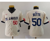 Youth Los Angeles Dodgers #50 Mookie Betts Number Cream 2024 City Connect Limited Stitched Jersey