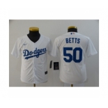 Youth Los Angeles Dodgers #50 Mookie Betts White 2020 Cool Base Jersey