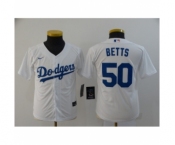 Youth Los Angeles Dodgers #50 Mookie Betts White 2020 Cool Base Jersey