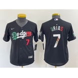 Youth Los Angeles Dodgers #7 Julio Urias Black Mexico Number 2020 World Series Cool Base Nike Jersey