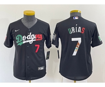 Youth Los Angeles Dodgers #7 Julio Urias Black Mexico Number 2020 World Series Cool Base Nike Jersey