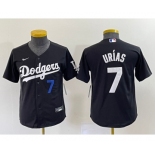 Youth Los Angeles Dodgers #7 Julio Urias Number Black Turn Back The Clock Stitched Cool Base Jersey1