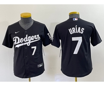 Youth Los Angeles Dodgers #7 Julio Urias Number Black Turn Back The Clock Stitched Cool Base Jersey