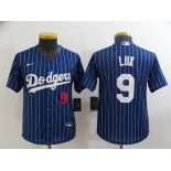 Youth Los Angeles Dodgers #9 Gavin Lux Navy Blue Pinstripe Stitched MLB Cool Base Nike Jersey