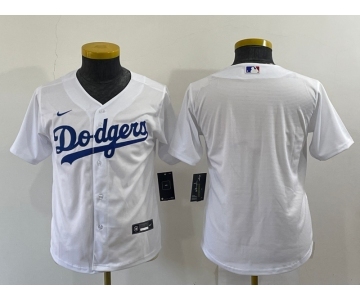 Youth Los Angeles Dodgers Blank White Stitched MLB Cool Base Nike Jersey