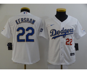 Youth Nike Los Angeles Dodgers #22 Clayton Kershaw White Champions Authentic Jersey