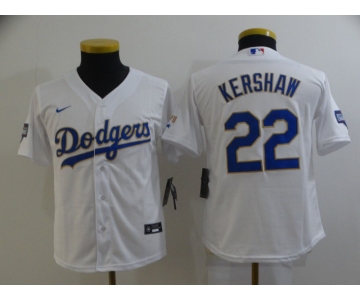 Youth Nike Los Angeles Dodgers #22 Clayton Kershaw White Champions Jersey