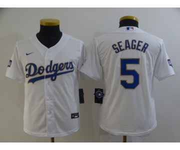 Youth Nike Los Angeles Dodgers #5 Corey Seager White Series Champions Jersey