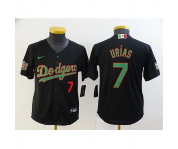 Youth Nike Los Angeles Dodgers #7 Julio Urias Black-Green Authentic Jersey