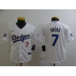 Youth Nike Los Angeles Dodgers #7 Julio Urias White Series Champions Authentic Jersey