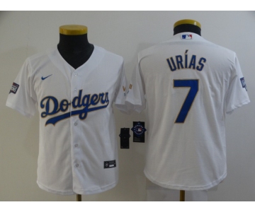 Youth Nike Los Angeles Dodgers #7 Julio Urias White Series Champions Jersey