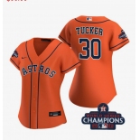 Nike Women's Houston Astros #30 Kyle Tucker Authentic Orange 2022 World Series Champions Stitched Baseball Jersey