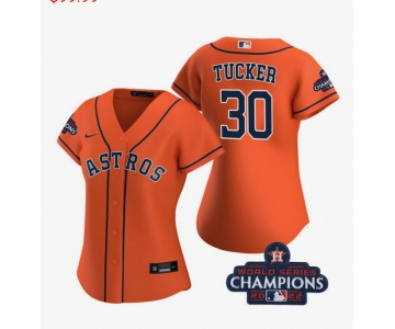 Nike Women's Houston Astros #30 Kyle Tucker Authentic Orange 2022 World Series Champions Stitched Baseball Jersey