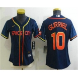 Women's Houston Astros #10 Yuli Gurriel 2022 Navy Blue City Connect Cool Base Stitched Jersey