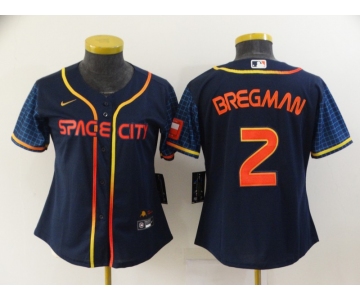 Women's Houston Astros #2 Alex Bregman 2022 Navy Blue City Connect Cool Base Stitched Jersey