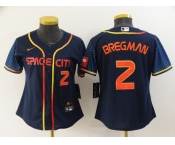 Women's Houston Astros #2 Alex Bregman Number 2022 Navy Blue City Connect Cool Base Stitched Jersey