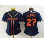 Women's Houston Astros #27 Jose Altuve 2022 Navy Blue City Connect Cool Base Stitched Jerse