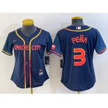 Women's Houston Astros #3 Jeremy Pena 2022 Navy Blue City Connect Cool Base Stitched Jersey